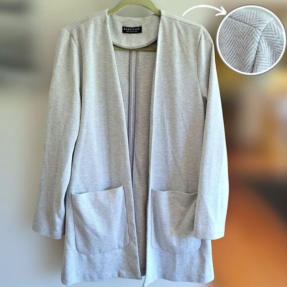 Bagatelle Collection - Oversized Long Cardigan Blazer Grey Open Front | Sz L - Picture 1 of 10